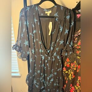 Topshop Black Dress with Blue Star Print